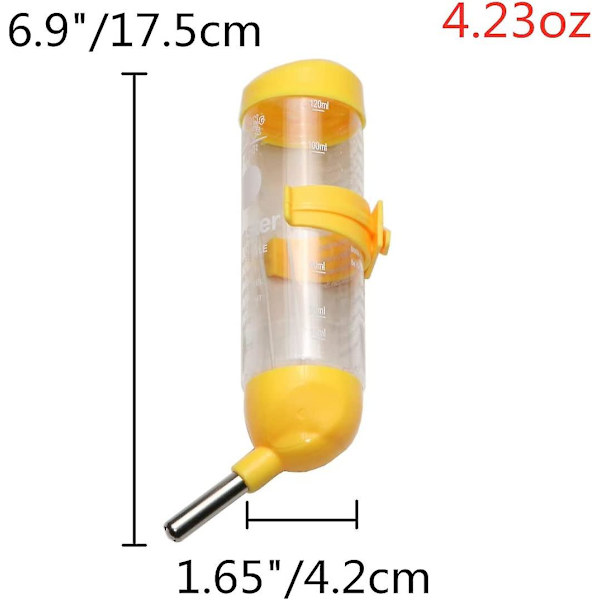 3 i 1 Hamster Hengevannsflaske Kjæledyr Automatisk Dispenser Med Base For Dverghamster Mus Rotte Pinnsvin yellow 80ML