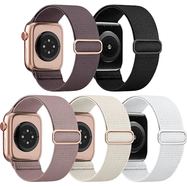 5-pack stretchigt nylonband kompatibelt med Apple Watch Band 38 mm G 42mm/44mm/45mm