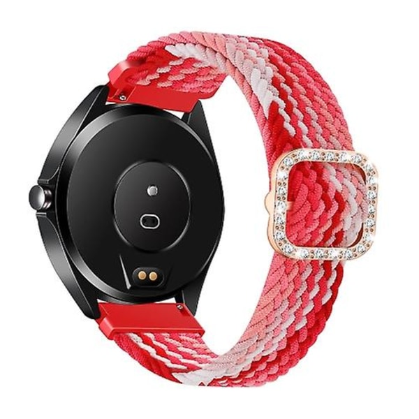 Til Garmin Venu 2/samsung Gear S3/xiaomi Haylou Rs3 22mm Universal Justerbar Flettet Elastisk Diamantspænde Urbånd Strawberry