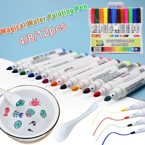 4/8/12 stk. Magisk vandmaleripen Magic Doodle tegnepenne til børn gaver 8pcs Floating Pens