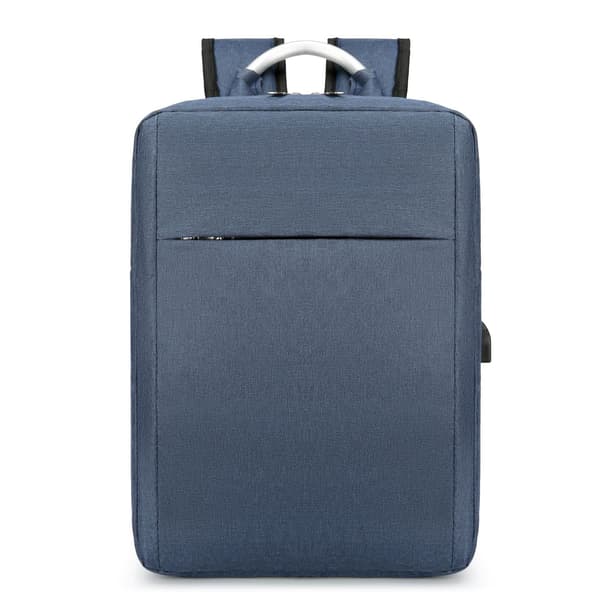 Datorryggsäck med aluminiumhandtag och USB-port, blå