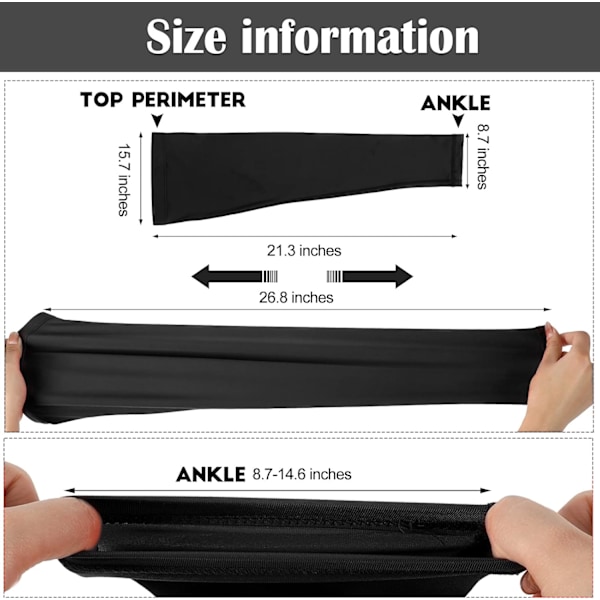 Kompresjonsleggsleeves, lange kneesleeves med UV-beskyttelse for menn og kvinner 6PCS