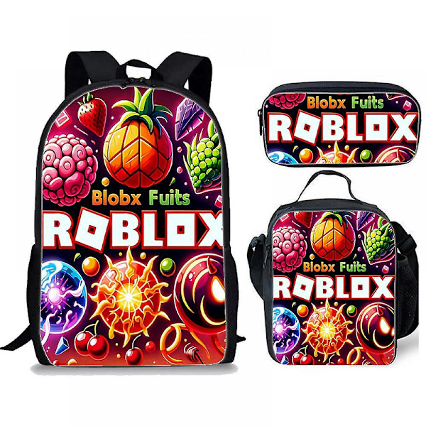 3 stk ROBLOX SPILL ROBLOX Morsom Campus Ryggsekk, Unisex Skolestart Justerbar Ryggsekk, Fanegave-7 Pencil Case 4
