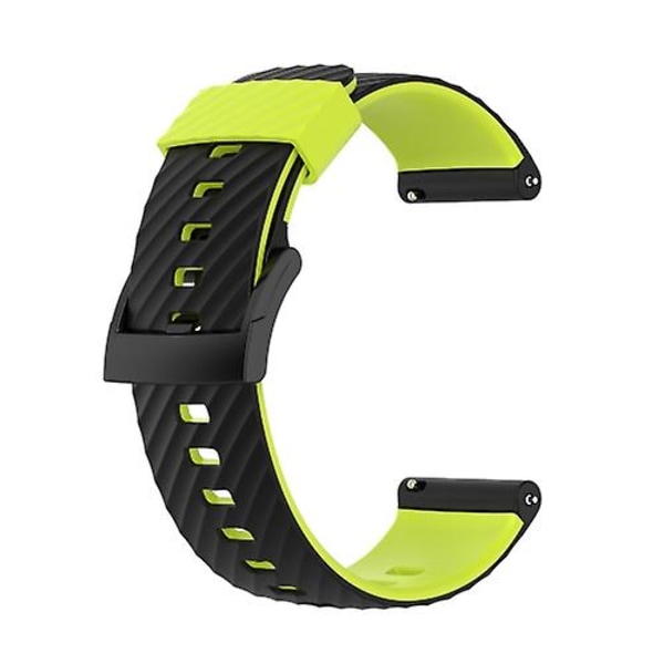 For Suunto 7 24 mm tofarget silikonklokkerem Black Lime Green