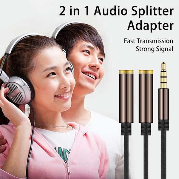 Lydkabel 3,5 mm interface Hurtig transmission Stabil output Stærkt signal Plug and Play 2 i 1 lydsplitteradapter Hjem forsyning Golden