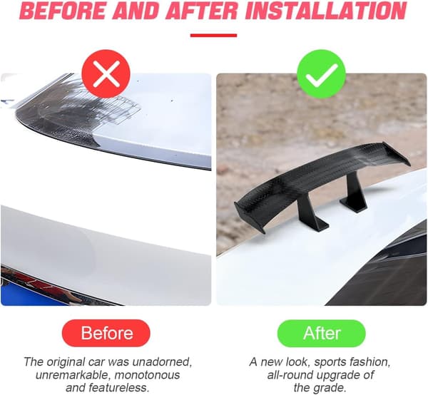 3 stk Mini Spoiler Vinger til Bil, 6,7 Tommer Universal Bil Bakvinge