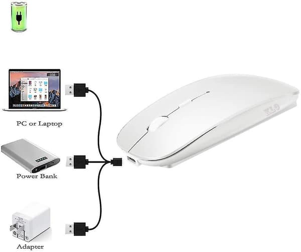 Trådløs Bluetooth-mus til Macbook Pro/macbook Air/ipad/laptop/imac/pc white