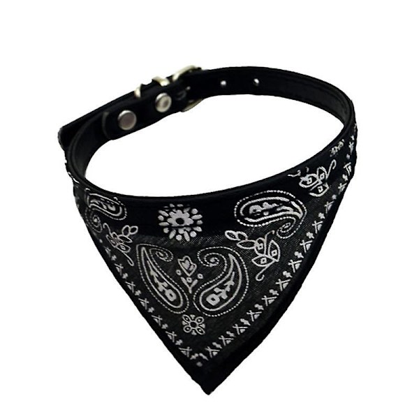 Säädettävä lemmikkieläinten bandana kaulahuivi koiran sylkipyyhe puuvillainen koiran tarvikkeet painatus kolmioside Black