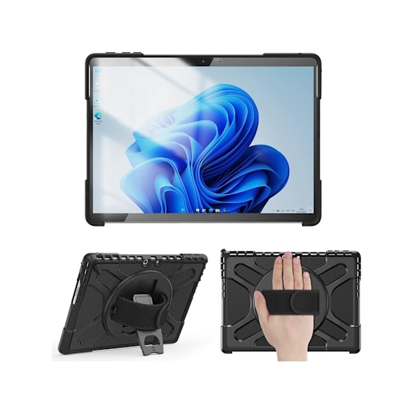 Robust deksel med stativ for Microsoft Surface Pro 6 Svart