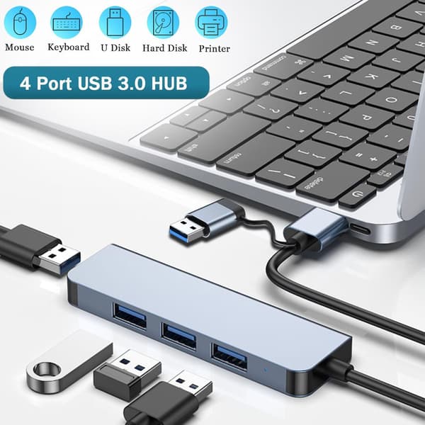 4-i-1 Multi-port USB Hub adapter, Computer docking station distributor til MacBook, Mac Pro