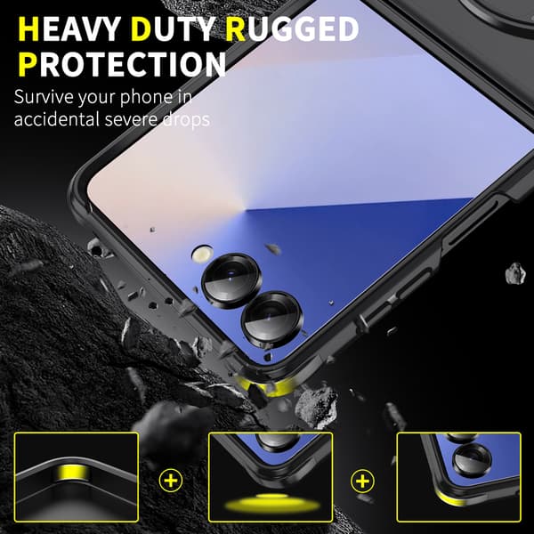 Etui til Samsung Galaxy Z Flip8, Fallsikkert med 360° Roterende Magnetisk Stativ Silver