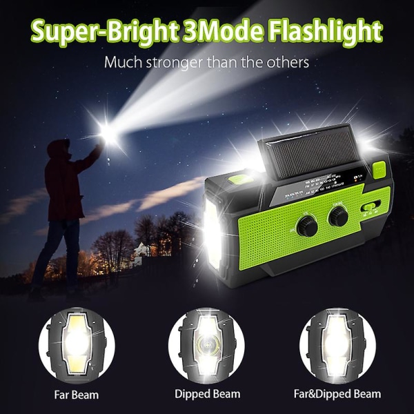 Hätäaurinkokampiteho power laturi aurinkopaneeliradion aurinkolaturilla Powerbank 4000mah