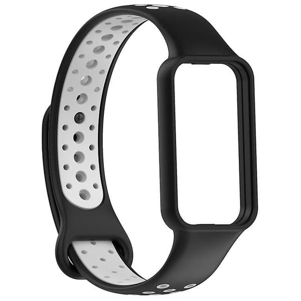 For Amazfit Band 7 Loop Tofarget pustende silikonklokkerem Black-Grey
