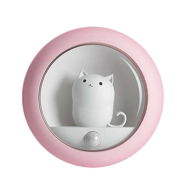 Uppladdningsbar rörelsesensor nattlampa magnetisk nattlampa justerbar ljusstyrka stick-on lampa Pink