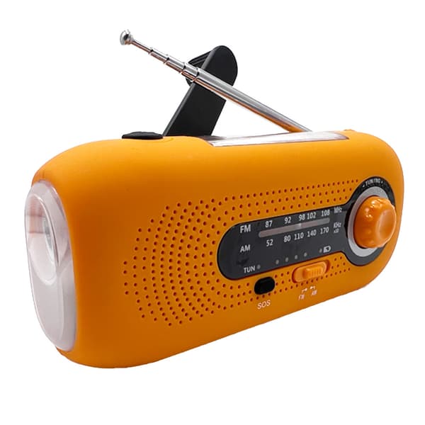 Nødvejrradio med håndsving og 2000mAh backup batteri - Orange