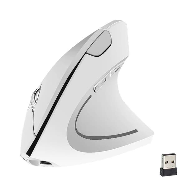 2,4g Trådløs Ergonomisk Vertikal Mus Genopladelig Til bærbare computere hvid