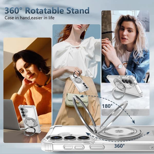 Etui til Samsung Galaxy S26 med 360° roterende magnetisk stativ (rosa)