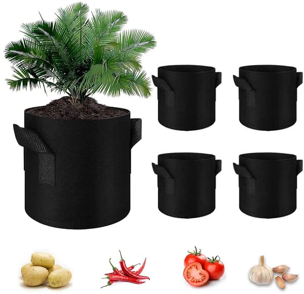 5-pack grönsaksodlingsväskor, filtträdgårdsplanteringsbehållare, grönsaksodlingsbehållare, växtkrukor 30*30*35cm