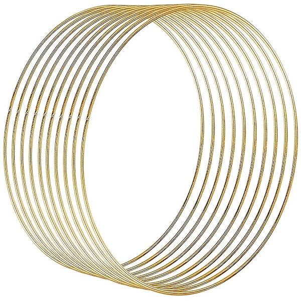 Metallringar, 10 stycken, 25 cm, guldpläterade, trådringar för hantverk, för lindningsteknik, drömfångare, blomsterhandel, bröllopskransar, bågar