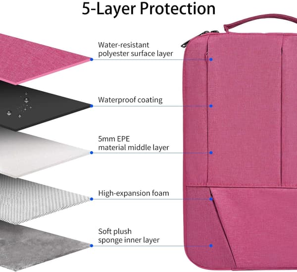 Laptopveske 14-15\" Vann- og støtsikker Rosa