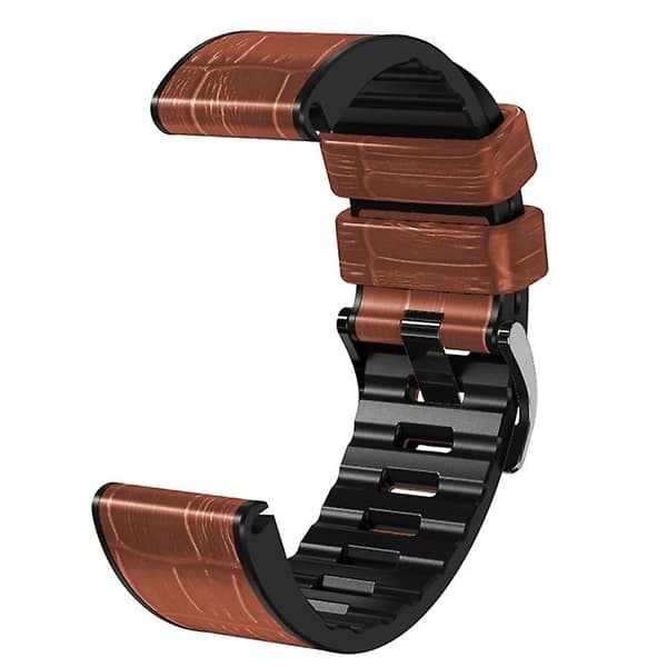 Til Garmin Fenix ​​7/6 Pro/5 Plus 22 mm Crocodile Texture Silikone læderurrem Brown