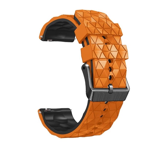 För Ticwatch Pro 3 Lite 22 mm fotbollsmönster Tvåfärgs silikonrem Orange-Black