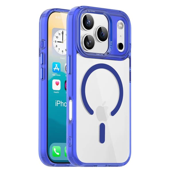 Deksel til iPhone 17 Pro, transparent, fallsikkert beskyttelsesdeksel, mørkeblå