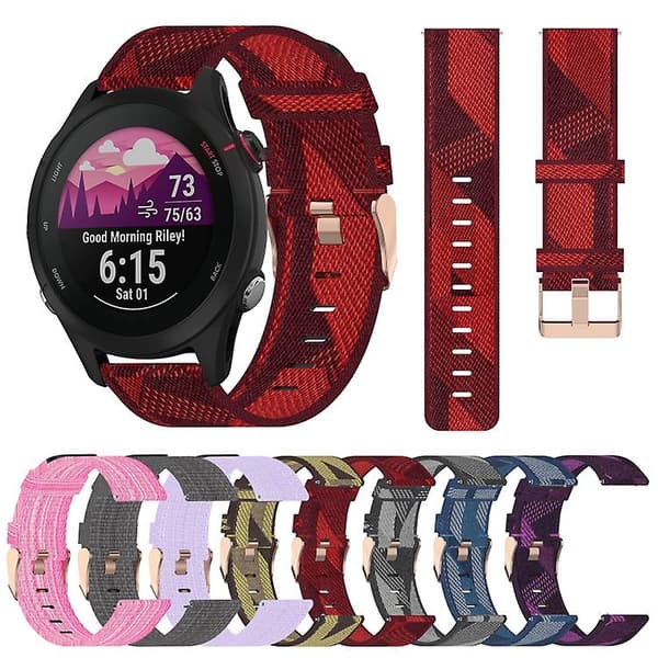Til Garmin Forerunner 255s 18mm nylonvævet urrem Grey