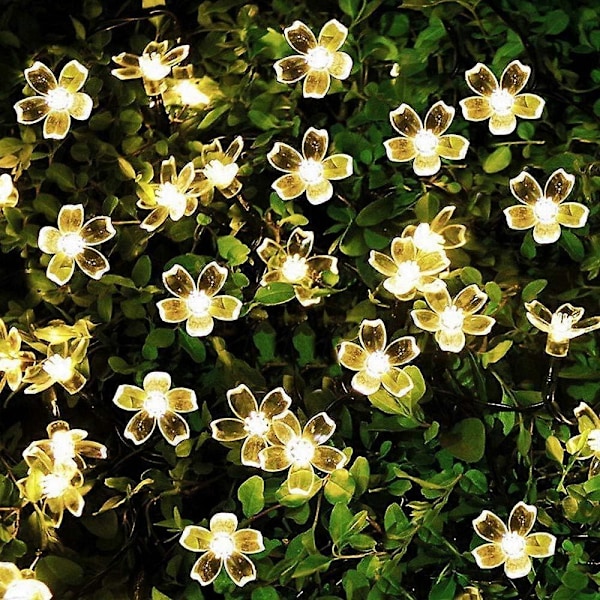 7M 50 LED Kirsebærblomst Solcelle Lyskæde Have Fe Lys 12M