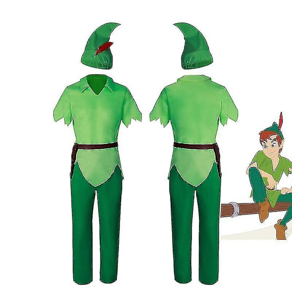 Voksen Peter Pan Kostume Outfit Halloween Cosplay Suit XL