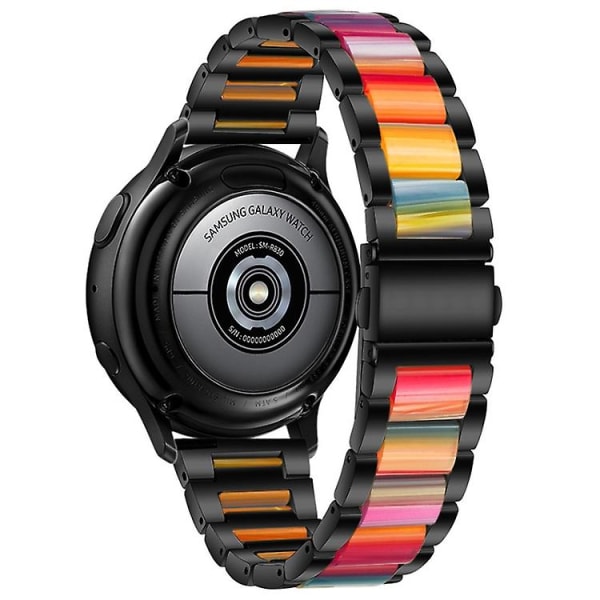 For Huawei Watch 3/3 Pro/garmin Venu 2 22 mm Universal 3-perler i rustfritt stål + klokkebånd i harpiks Black-Rainbow