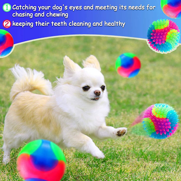 4-pack Glödande Hundboll Glödande Bouncy Ball Led Blixt Spike Pet Ball Grinder Ball Pet Light
