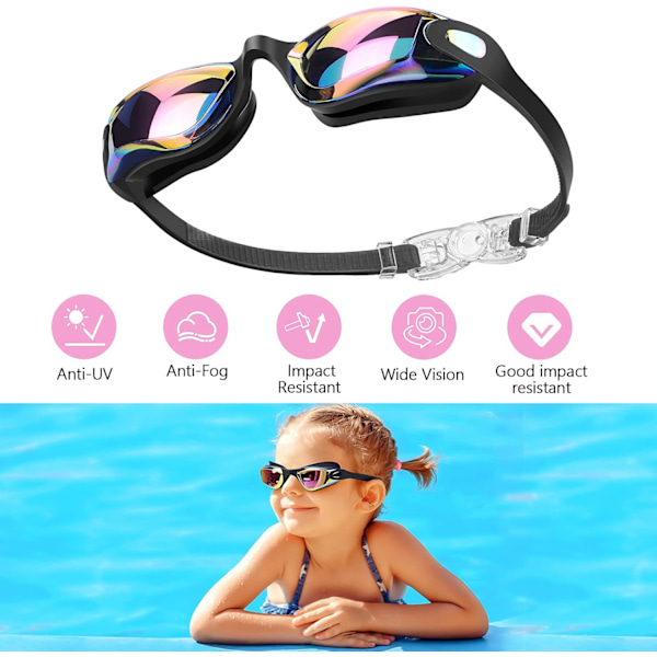 Børne Svømmebriller 2-pak Swimming Briller med Anti-UV Fog Ingen Lækage