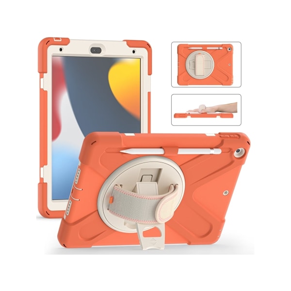 Robust Beskyttelsesdeksel med Dreiestativ for 10,2-Tommers iPad Lys Orange (2021/2020/2019)