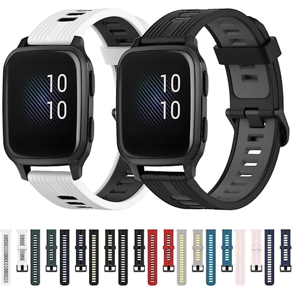 Garmin Venu Sq 20 mm pystykuvioiselle kaksiväriselle watch White-Black