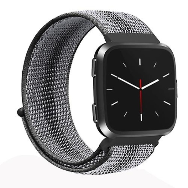 För Fitbit Versa 1 / 2 Universal Nylon Armband Watch Band Black Stripe