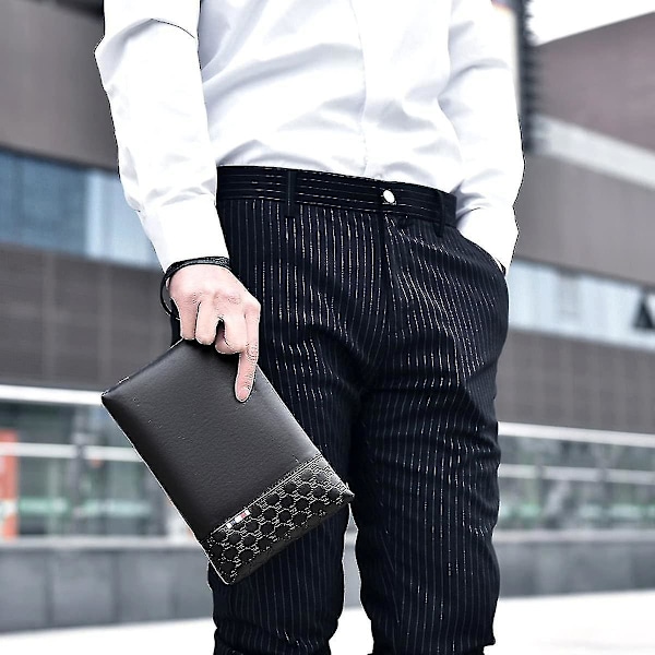 Håndledstaske til mænd Håndledstaske Håndtaske Pu læder Clutch med stor kapacitet