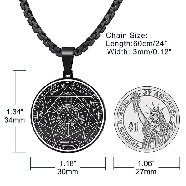 Angel Pendant 7 Angel Pendant Solomon Pendant Seal Quadrangular Mens Angel Sigil Necklace Mens Sev