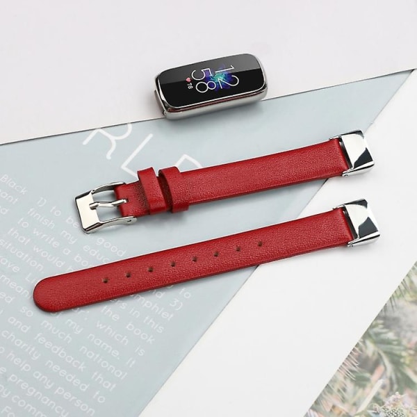 For Fitbit Luxe Leather Watch Band Red