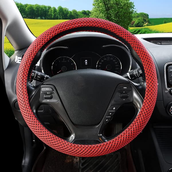 Sort Mikrofiber Læder Auto Bil Ratdæksel Universal 15