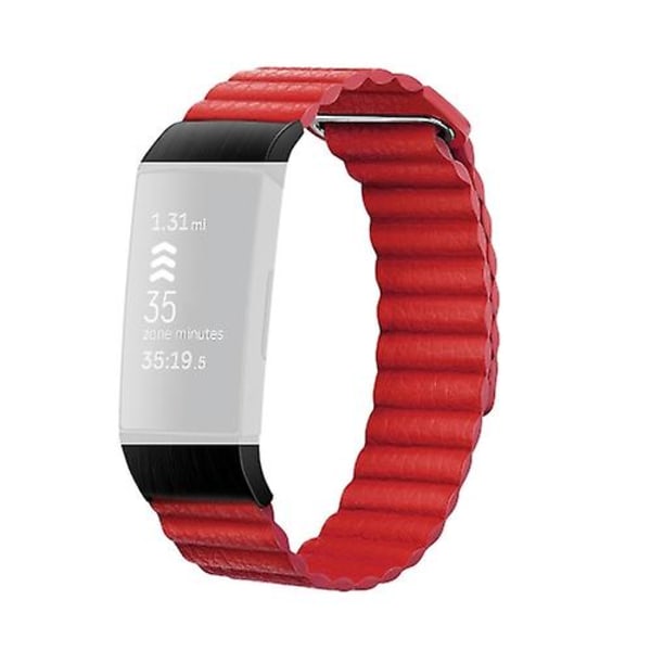 18 mm magnetisk skinnklokkerem for Fitbit Charge 4/3 Gemstone Red