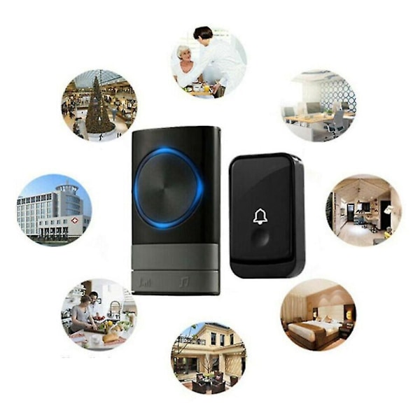 Udendørs vandtæt trådløs dørklokke Smart Home dørklokke Chime Kit EU Plug