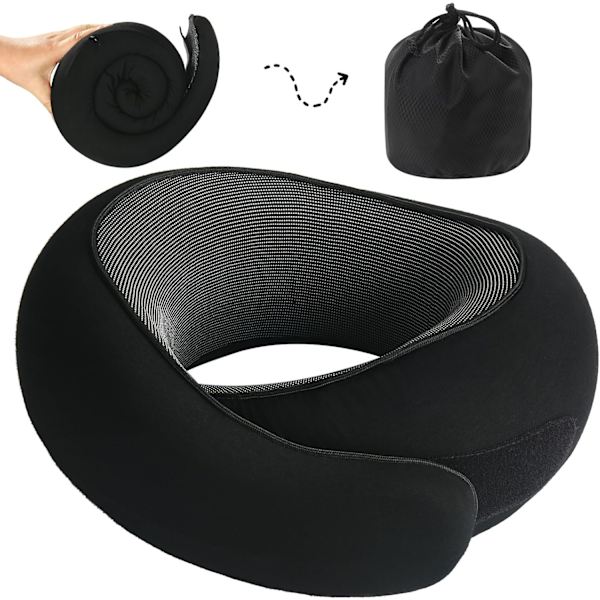 Comfort U-formad Resekudde i Memory Foam svart