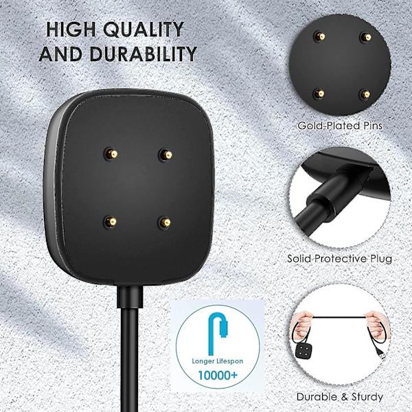 [2-pakkaus, 3,3 jalkaa] Latauskaapeli, joka on yhteensopiva Fitbit Sense/fitbit Versa 3:n kanssa, Vaihto USB latauskaapeli Telinetelakkatelineen power Smart Watille