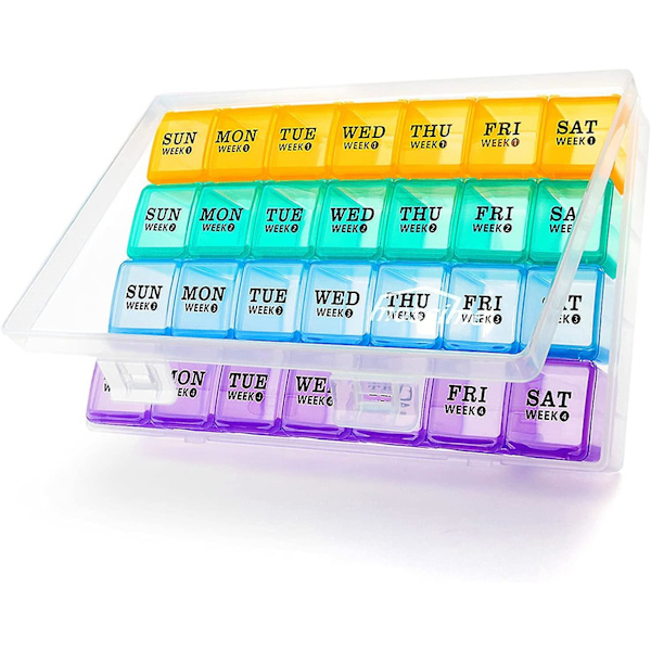 Xl Large Monthly Pill Organizer 4 uger, 28 Day Pill Box Organizer ugentlig, stor