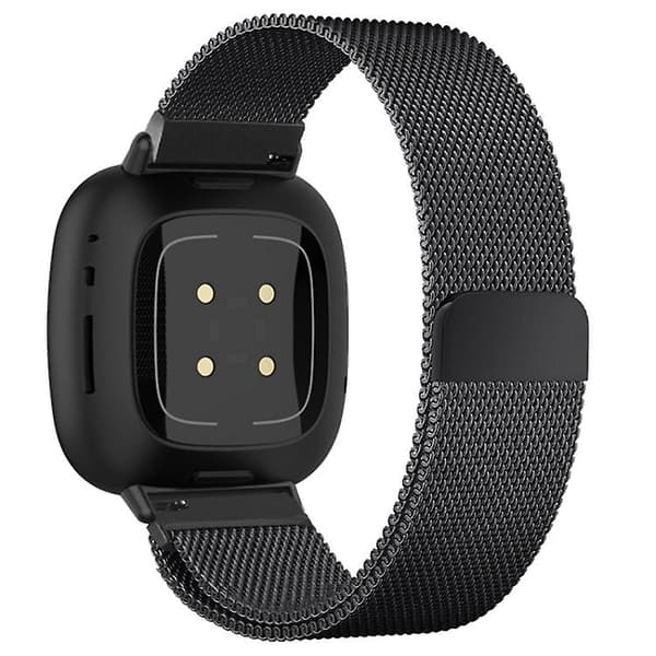 For Fitbit Versa 4 / Versa 3 20 mm Milanese Magnetic Metal Split Split Watch Band Black