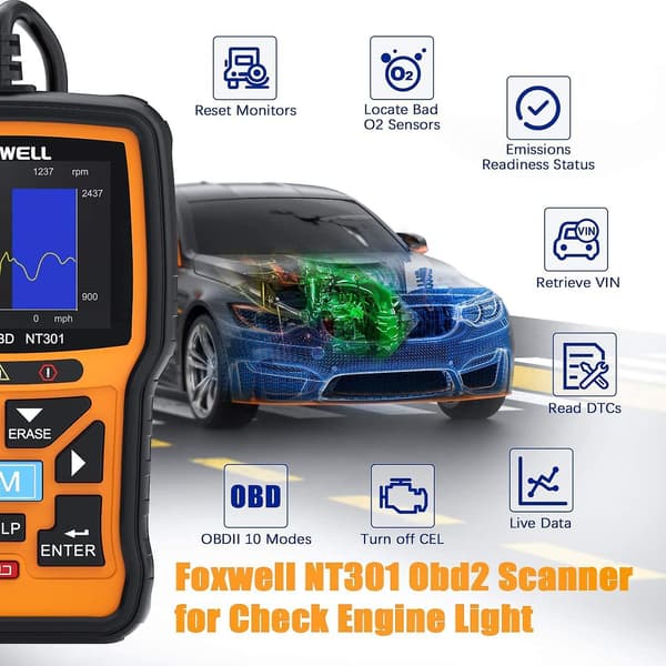 Nt301 Obd2 Scanner Live Data Professionel Mekaniker Obdii Diagnostic Code Reader Tool til Check Engine Light