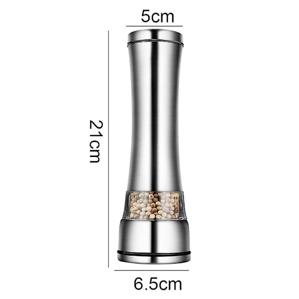 2 st 304 Premium Salt- och Pepparkvarn Set i Rostfritt Stål - Pepparkvarn och Saltkvarn, Kryddkvarn med Justerbar Grovhet, Keramisk Rotor, Tal