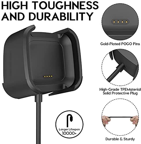 Oplader til Fitbit Versa 2 Usb-opladningskabel Udskiftningsdock Stativ 2-pak