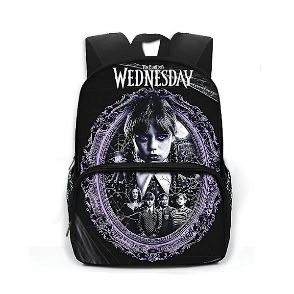 Barn Wednesday Addams Ryggsäck Student Skola Ryggsäck Wednesday Väska Ryggsäck Skolväska Bokväska B